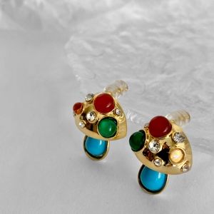 silverlià Trendy Fashion Retro Vintage Mushroom Rhinestones Women Earrings